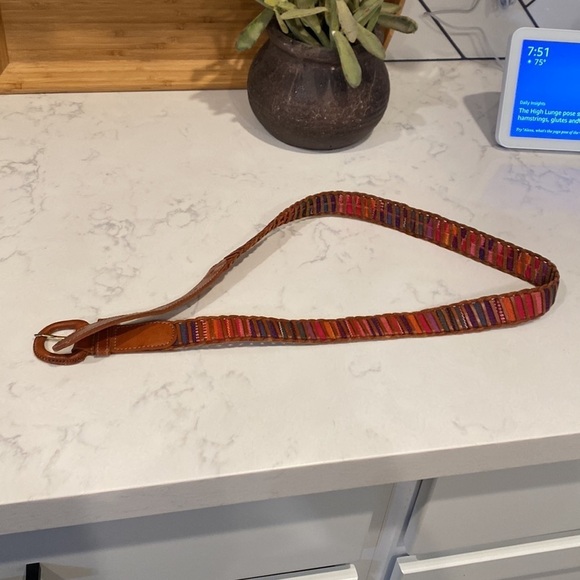 Genuine leather colorful sarape belt sz Xl bohemian festival main image 6